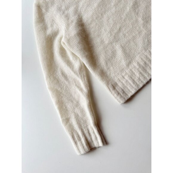 EVERLANE Ivory Snow Alpaca Wool Blend Boxy Cropped Crew Neck Sweater, Size M - Picture 9 of 16